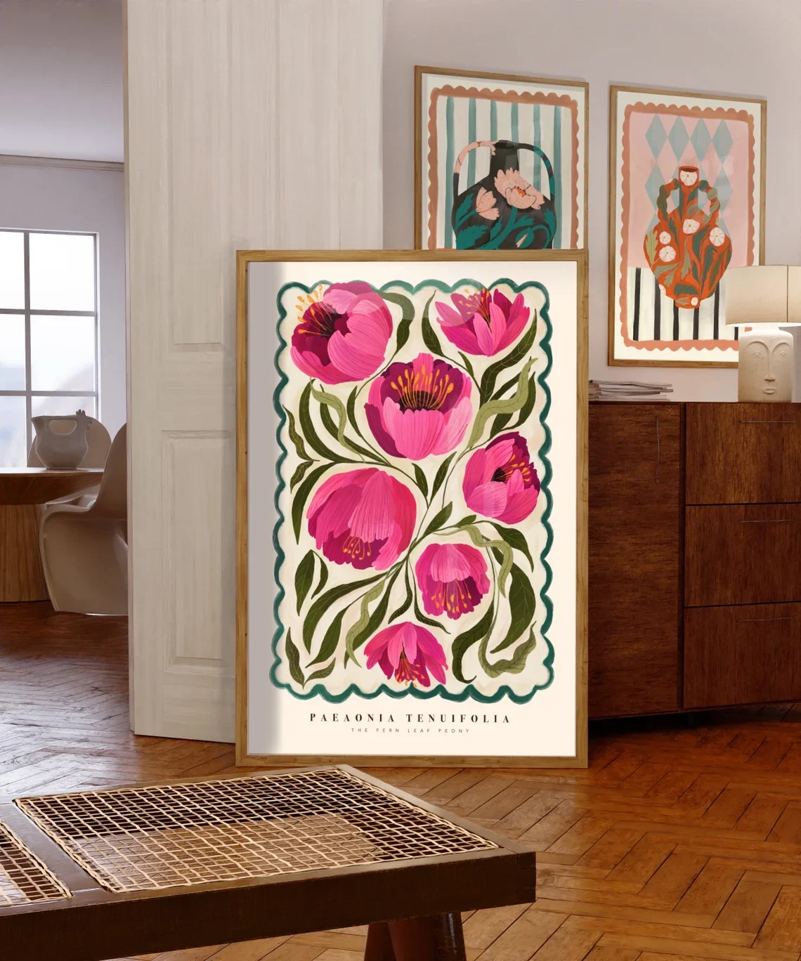 Summer Peony Art Print: Colourful Handrawn Floral Illustration