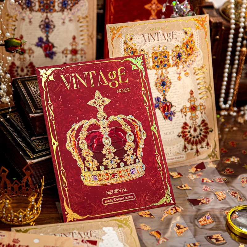 

TIANZI 2-Style Crown Jewelry 2.7D Landscape Stickers Pack Decorative DIY Scrapbooking Stationery Hand Account Collage Materials