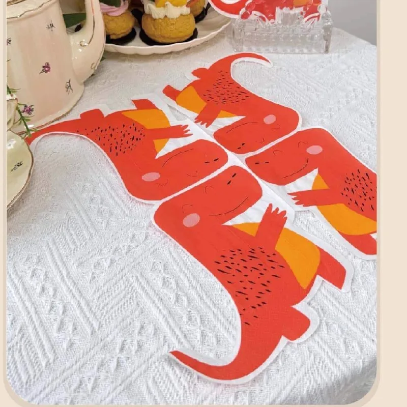 20 pz/pacco 2-Ply Bambini Cartoon Dinosauro Modello A Forma di Tovagliolo di Carta Festa di Compleanno Tovagliolo Colorato Farfalla Bart Carta