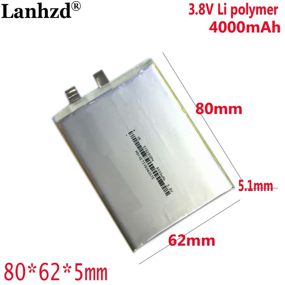 516280 Li polymer lithium battery 4000mAh 3.8V high voltage fast charging For source mobile phone built-in battery