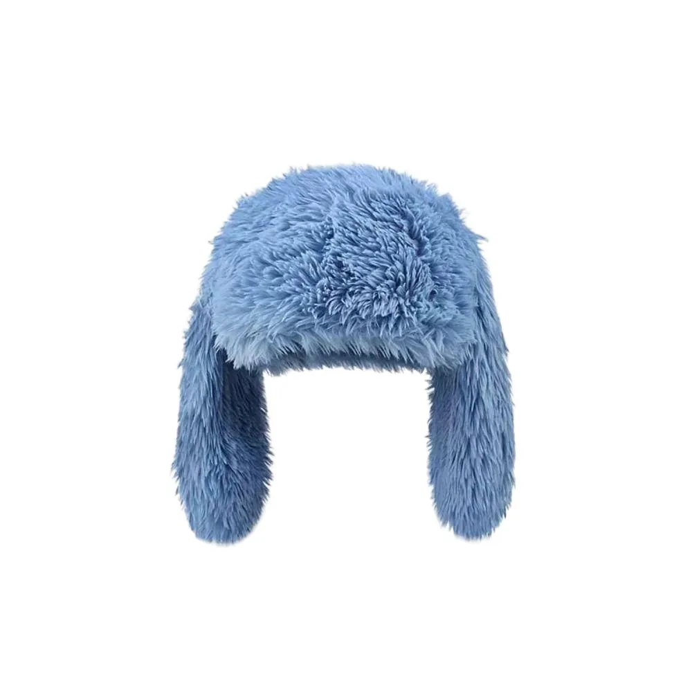 

Casual Solid Color Rabbit Ears Beanies Bunny Long Ears Plush Pullover Cap Warm Thickened Ear Protection Hat Winter