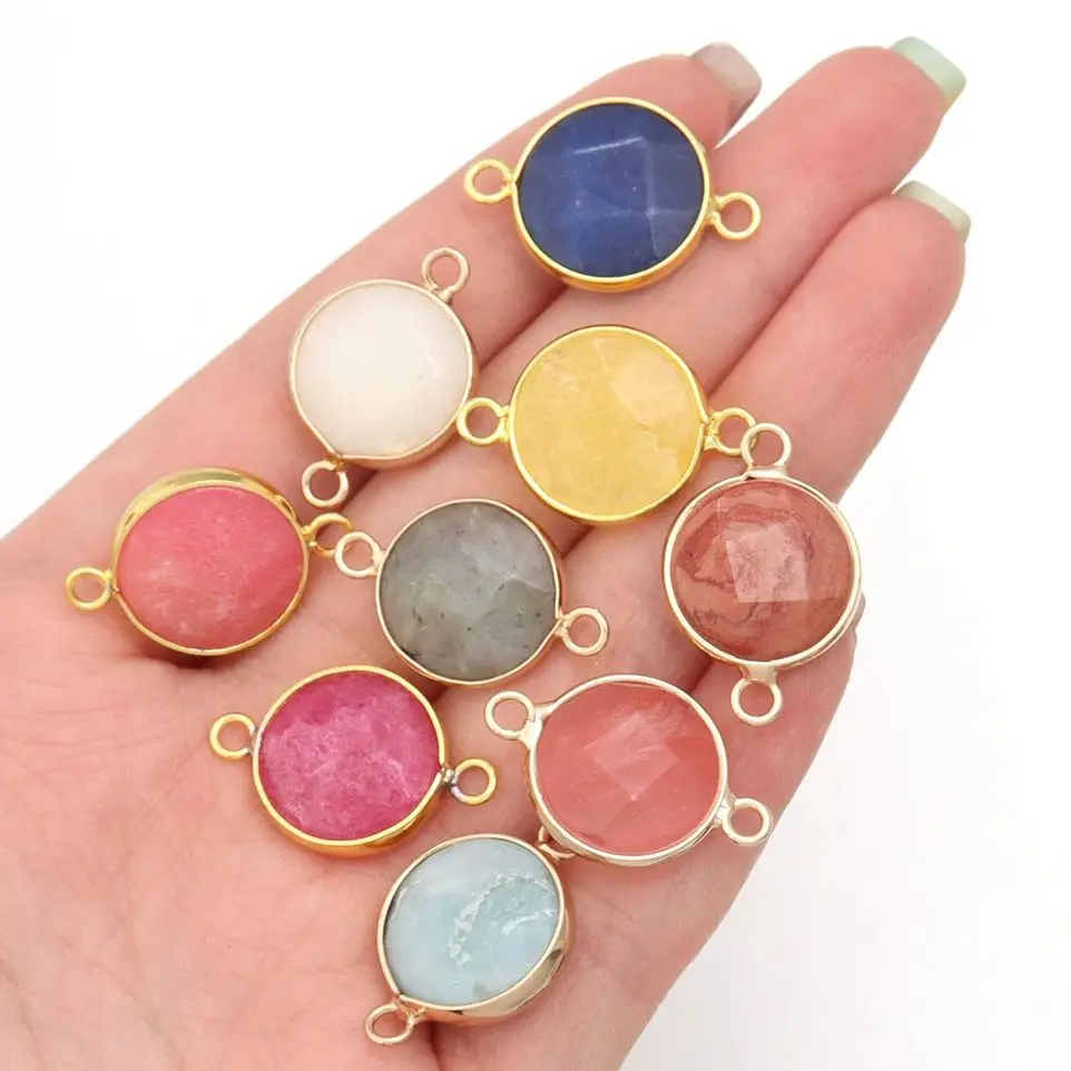 2pcs 16x25mm Agat Quartzs Rhombus Shape Faceted Charms For Jewelry Making Natural Stone Connector Pendant DIY Bracelet Necklace