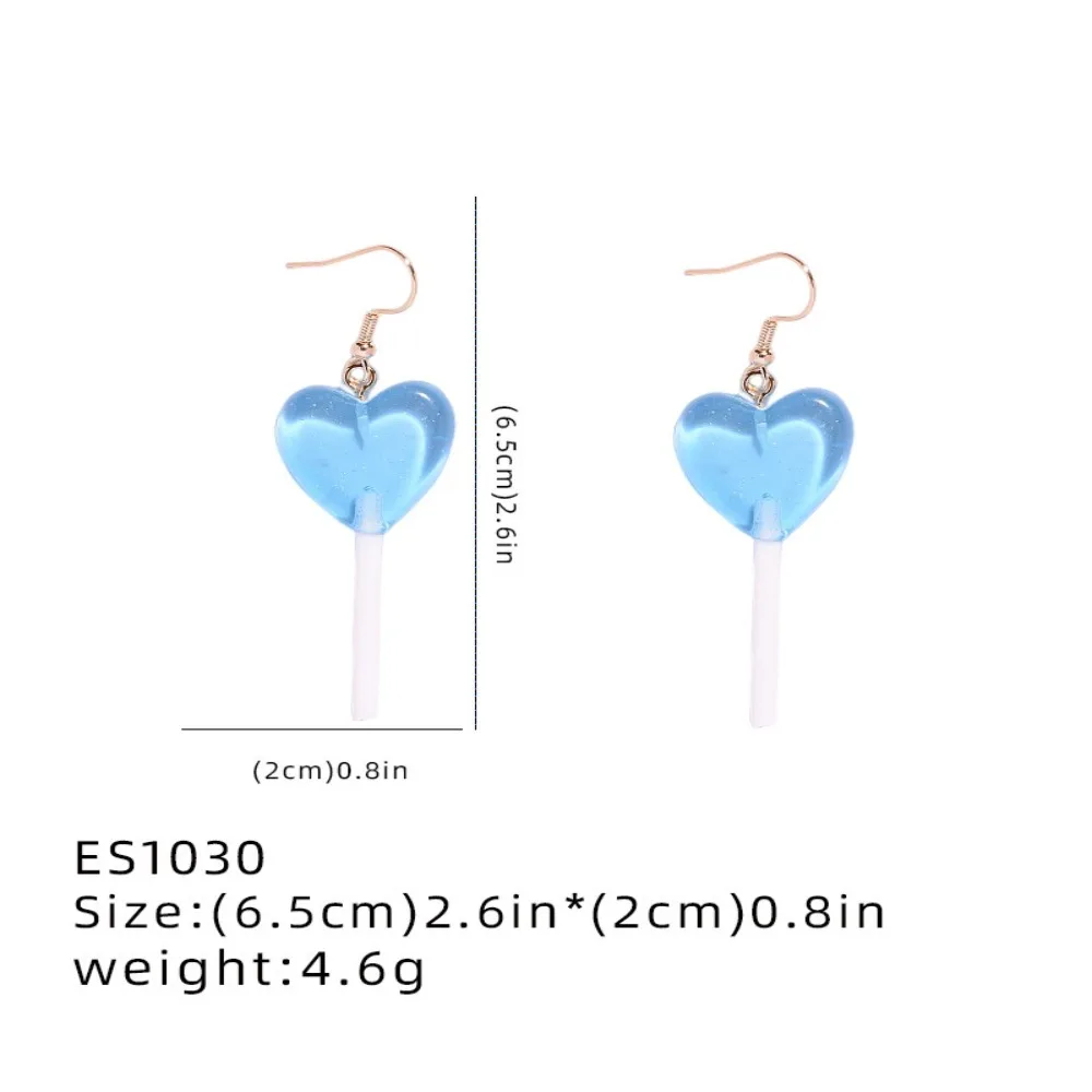 Unique Lollipop Earrings High Quality Candy Color Sweet Multicolor Candy Earring Light Weight Love Heart Earring
