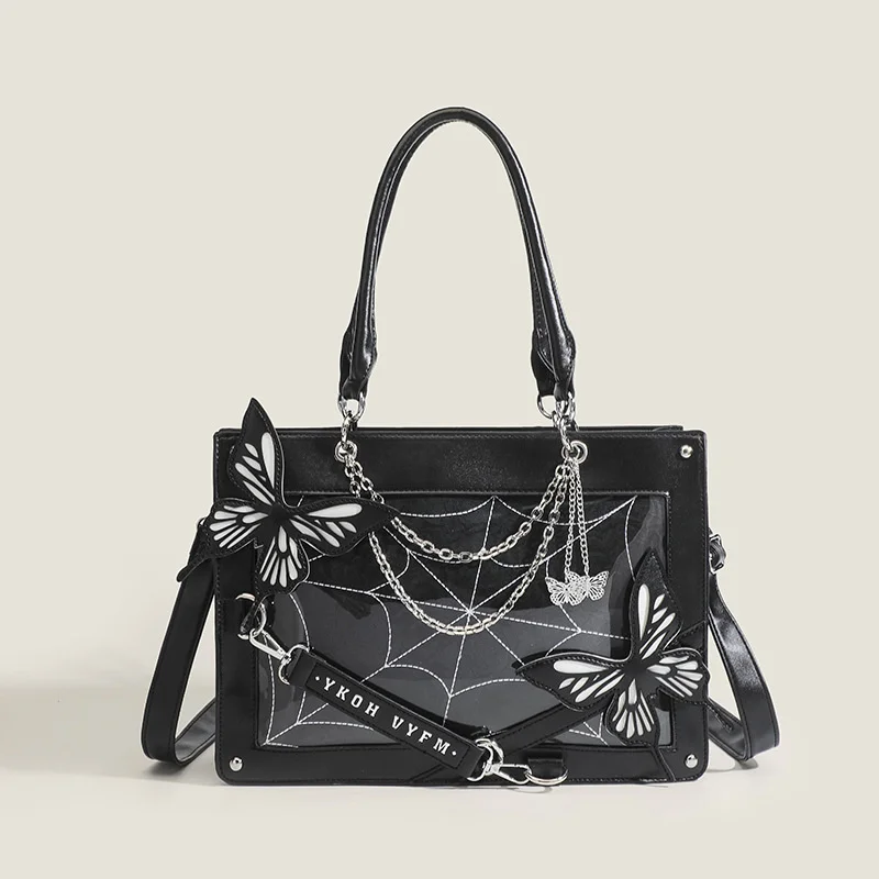 

Y2K Labyrinth Butterfly Spider Web Letter Chain Handbag Lolita Gothic Vintage Fashion Purse Large Capacity Travel Bag