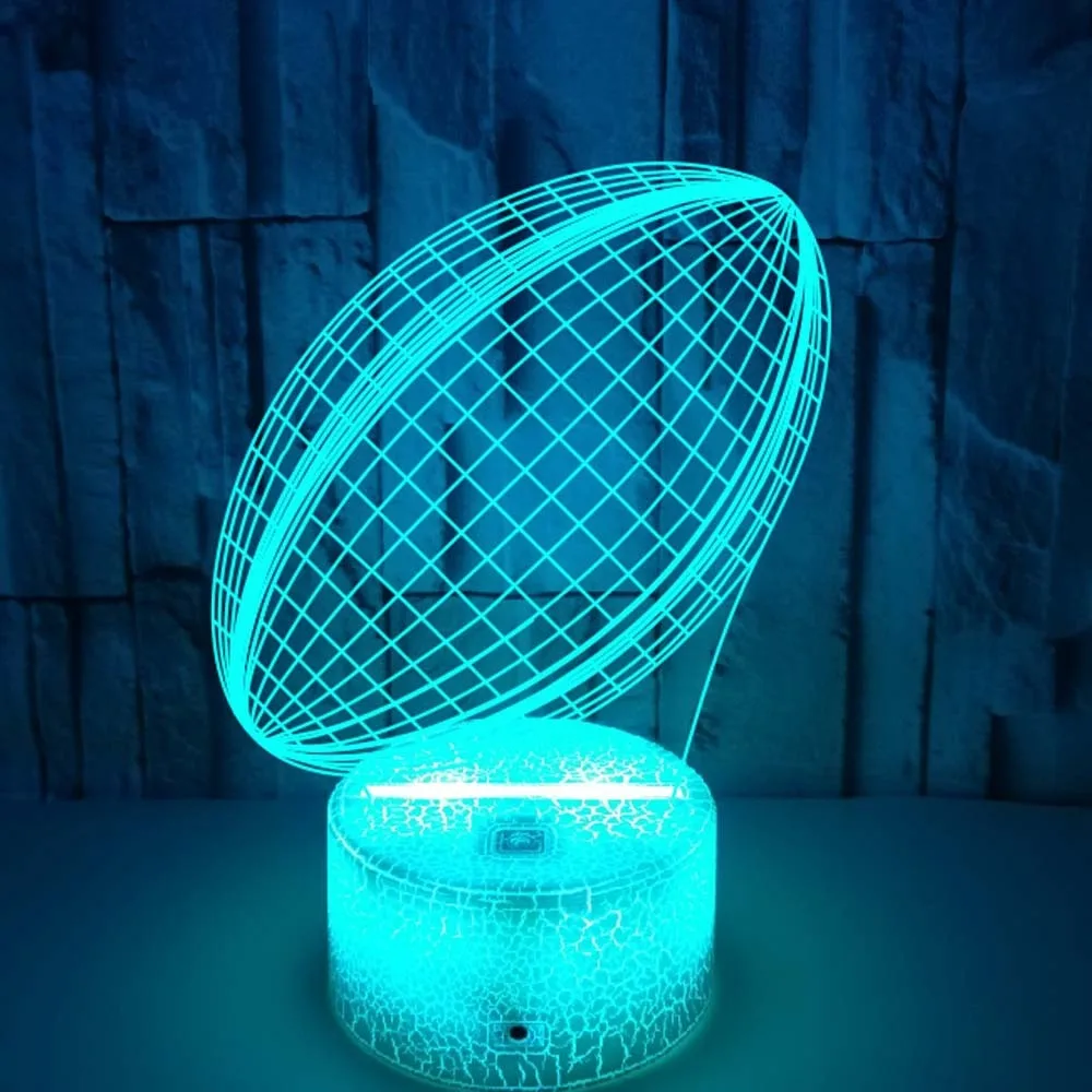 Football Night Lights for Kids 3D LED Illusion Lamp 7 Colors Changing Nightlight Birthday Christmas Gifts for Boys Girls Baby