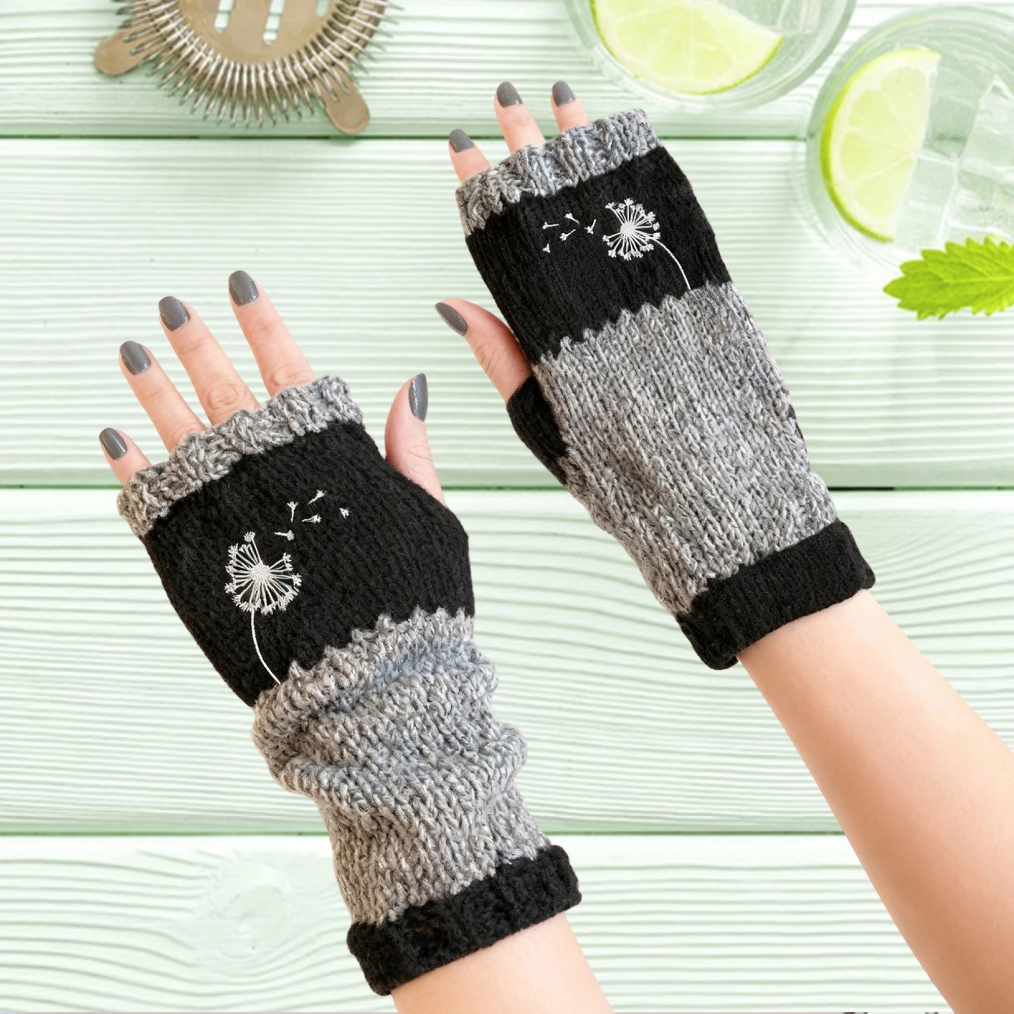 

Стильные женские перчатки без пальцев с вышивкой в стиле пэчворк — модные морозостойкие вязаные перчатки для езды на велосипеде и верховой езды