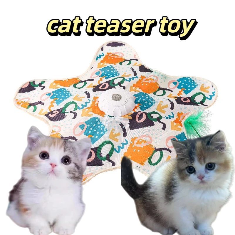 

Интерактивная игрушка для кошек «Убежище и прятки» с мышкой, пищалкой, активируемая движением, с выдвижными перьями, для котят