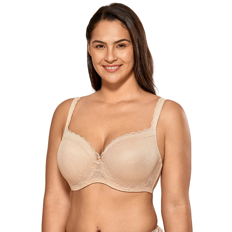 

Women's Full Figure Lightly lined Underwire Lace Balconette Bra