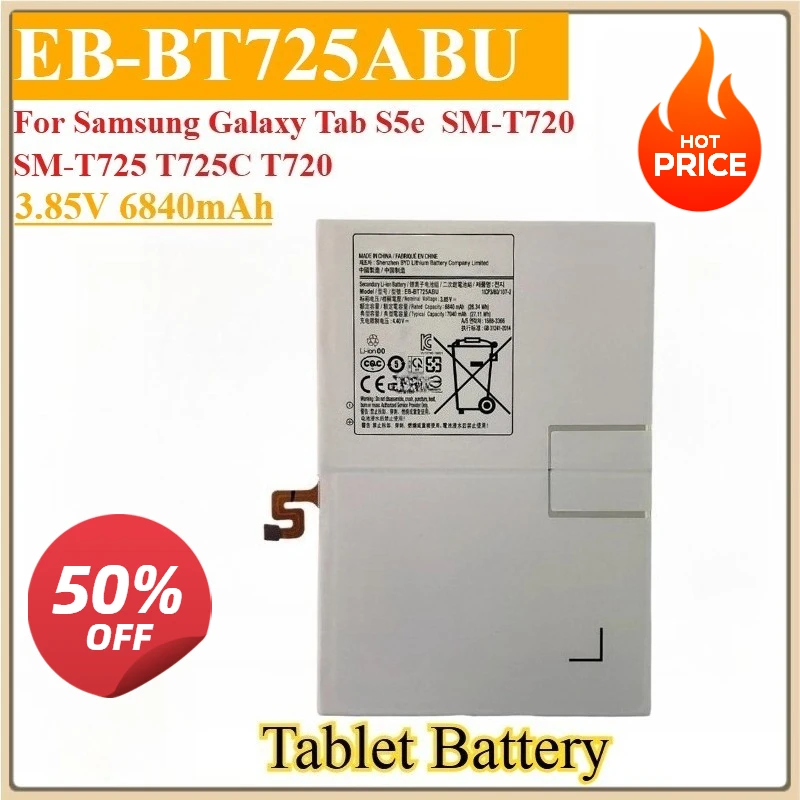 

New Replacement Tablet Battery EB-BT725ABU 3.85V 6840mAh For Samsung Galaxy Tab S5e SM-T720 SM-T725 T725C T720