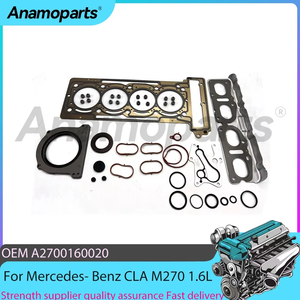 

Engine Full Gasket Kit Fit 1.6 2.0T l4 For Mercedes- Benz W176 W246 A160 A180 B160 B180 C117 X156 CLA250 M270 1.6T 2.0T 13-19