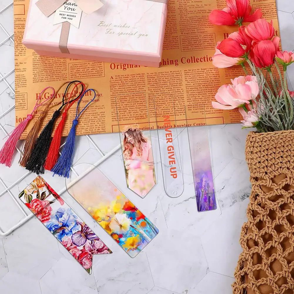 Bunte Quaste Lesezeichen bunte Quaste Sublimation Lesezeichen für Kinder Studenten DIY Acryl Seiten markierungen mit Wärme übertragung