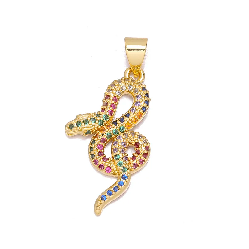 Juya Micro Pave Cubic Zirconia 18K Gold Plated Cobra Snake Charms DIY Women Men Talisman Jewelry Making Accessories Supplies