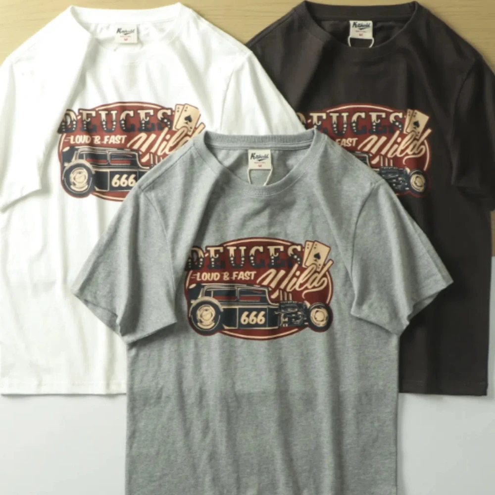 

2025 spring and summer new trend pure cotton printed men loose all fashion short-sleeved half-sleeved T-shirt tide