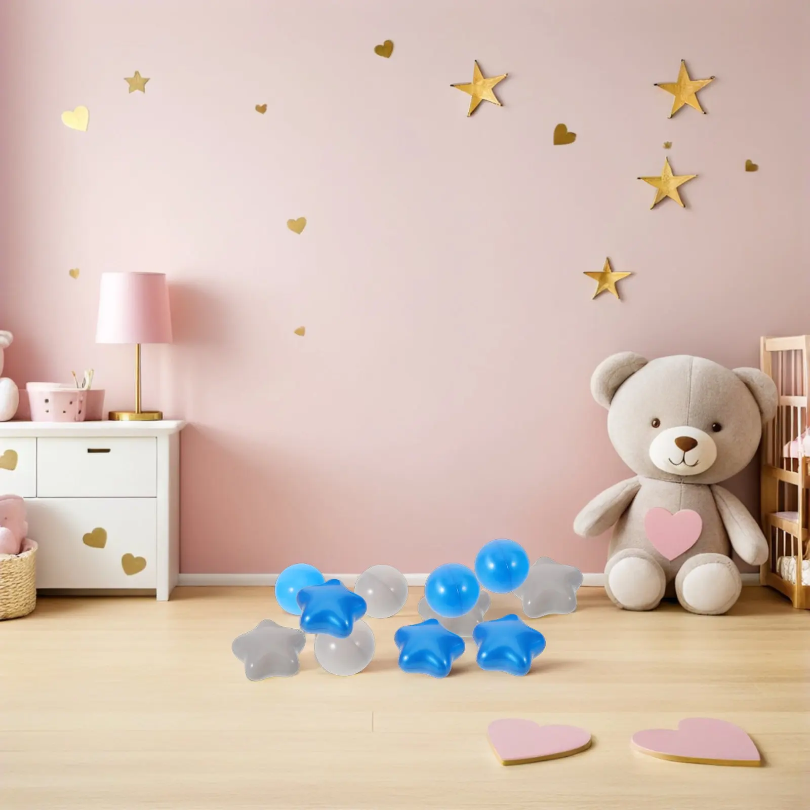 100Pcs Ocean Balls Star Round Plastic Crush Proof Balls Bright Color Baby Ball Pit Playpen Birthday Party Goodie Bag Stuffers