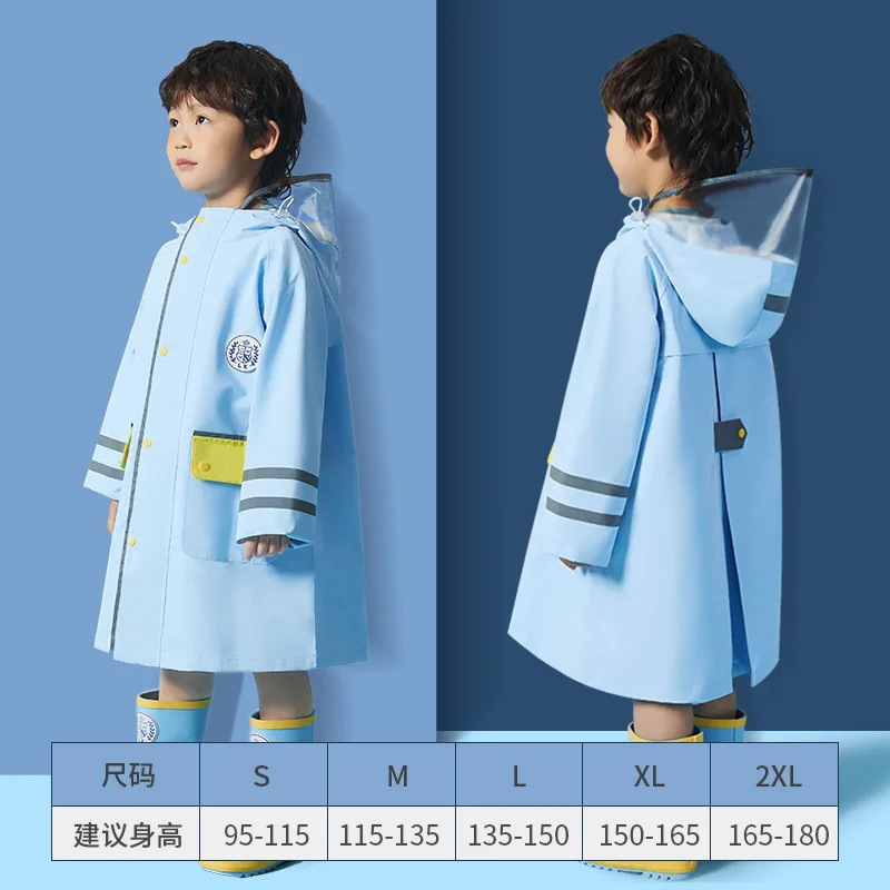 Raincoat Children Rain Poncho Boys Girls Poncho with Schoolbag Child Thickened Windbreaker Raincoat Rain Poncho