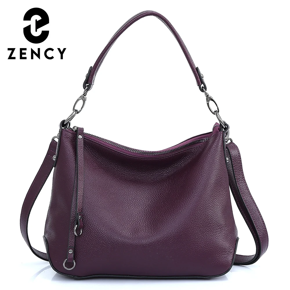 Zency Genuine Leather Bags For Women 2024 Simple Classic Casual Handbag Female Hobos Vintage Commute Shoulder Tote Crossbody Bag