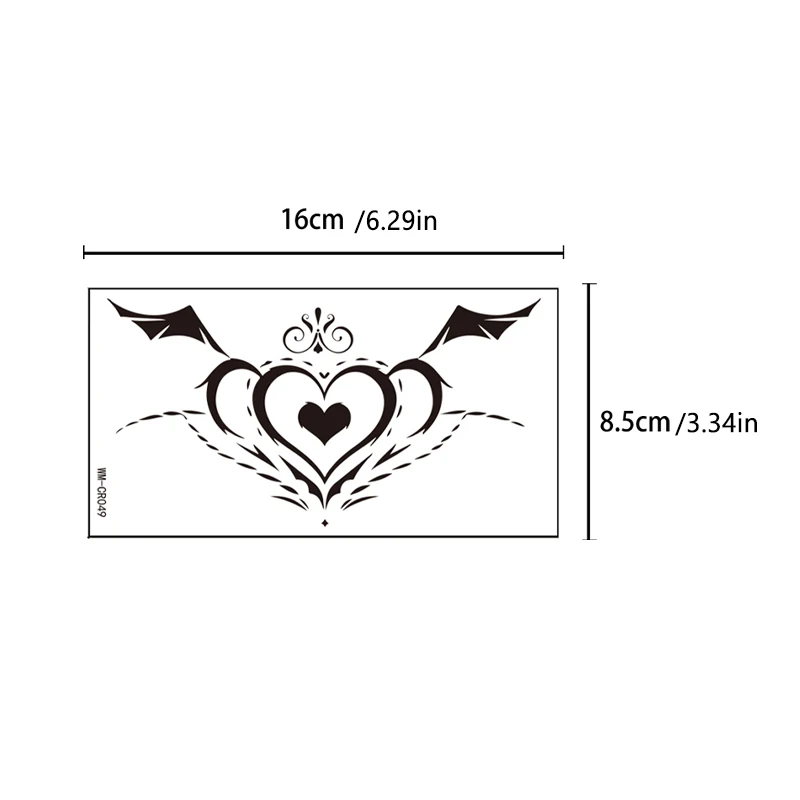 Waterproof temporary tattoo stickers body henna waist chest black angel tattoo stickers glitter tattoo fake tattoo women