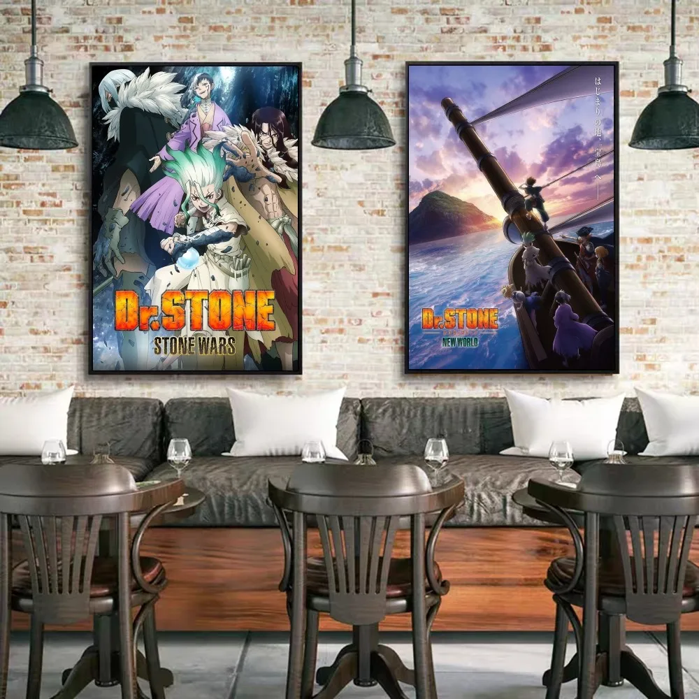 D-Dr Stone Anime Classic Vintage Posters Decoracion Painting Wall Art White Kraft Paper Kawaii Room Decor