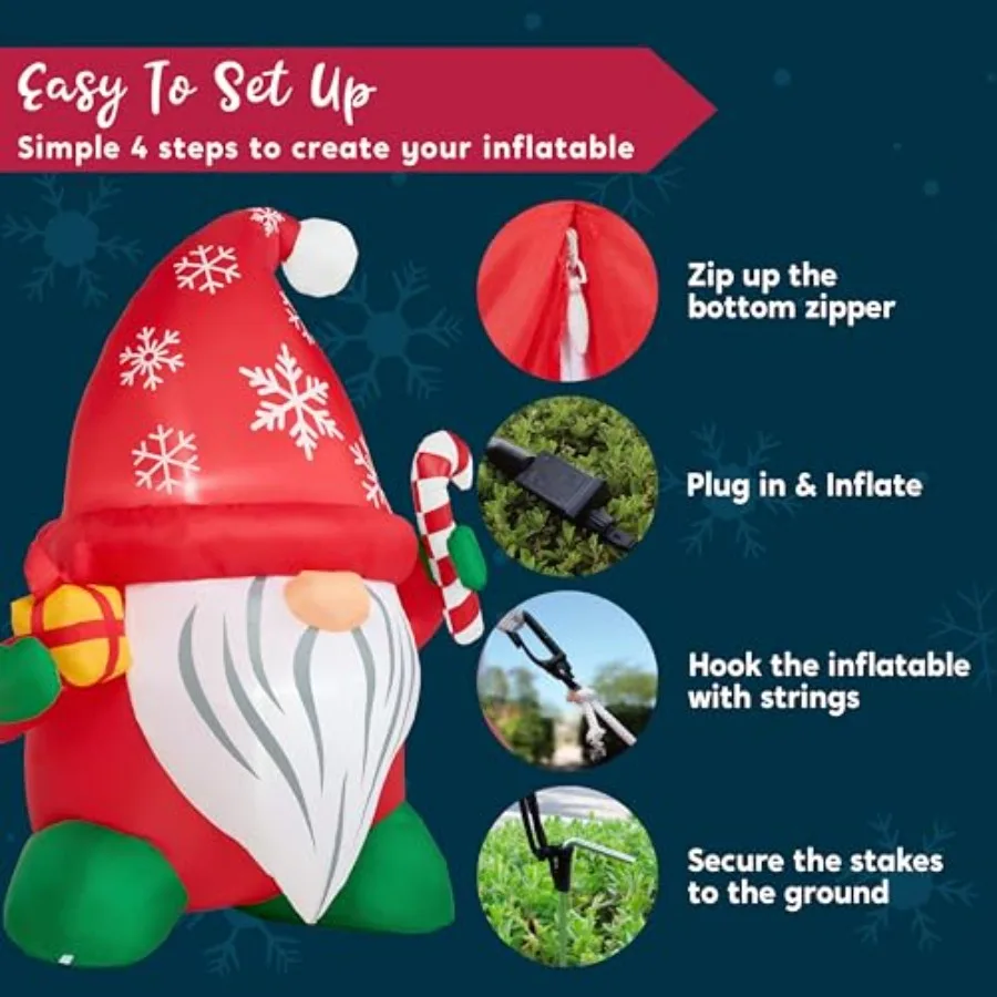 6 أقدام طويلة عيد الميلاد المطاطية الديكور في الهواء الطلق تفجير جنوم مع هدية قصب الحلوى عيد الميلاد ساحة المطاطية جنوم في الهواء الطلق #6