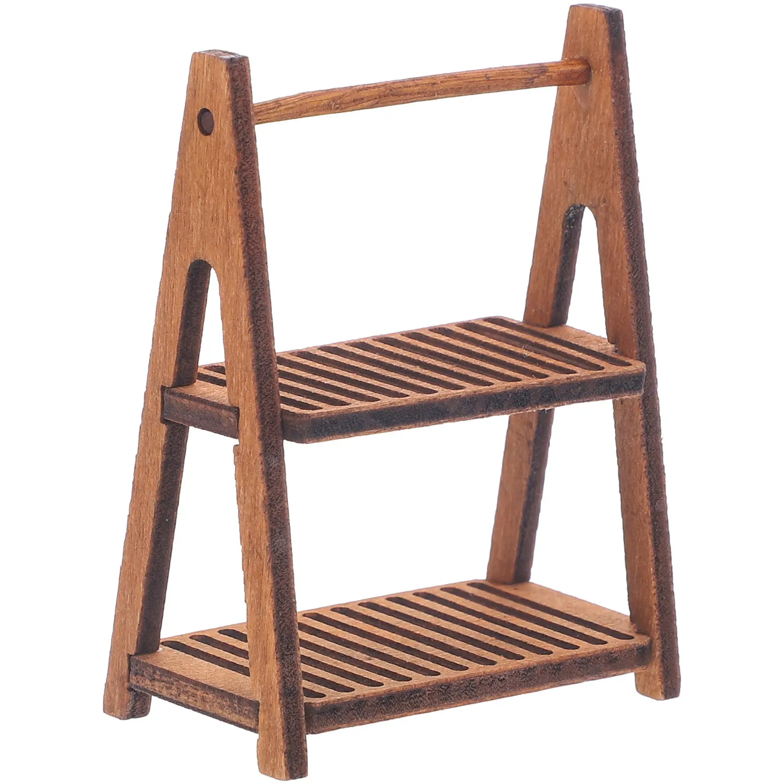 

Миниатюрная деревянная двухъярусная полка для хлеба, декор для кукольного домика, компактная реалистичная мини-полка для декора мини-дома, для ролевых игр