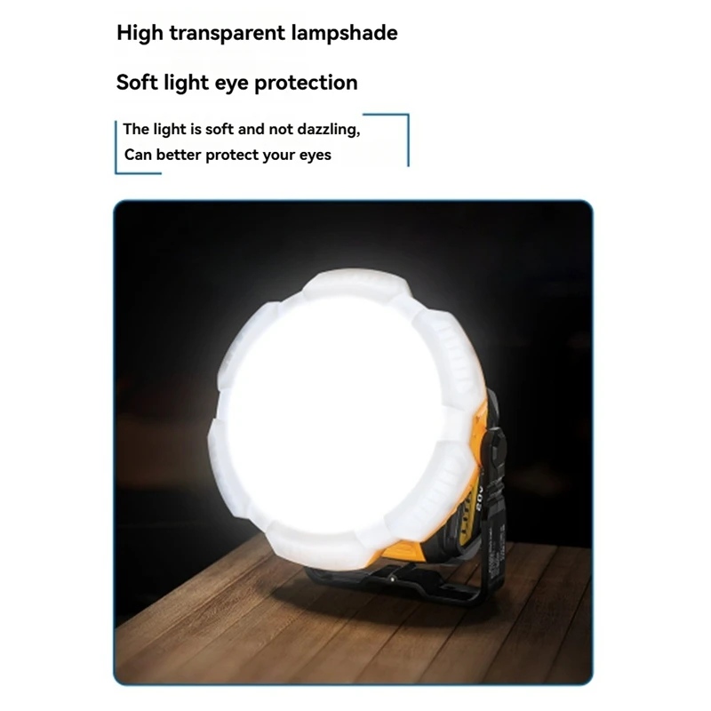 24W 2400LM LED Work Light Portable With Hook For 18V Batteries