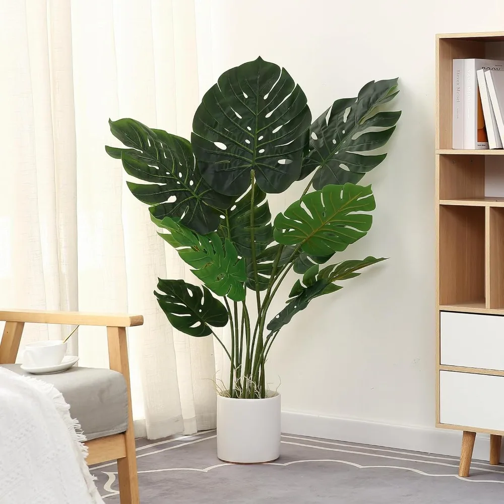 

Artificial Monstera Plant 4FT Tall Fake Swiss Cheese Potted Faux Tropical Floor Plants Indoor Decorative House Palm Trees