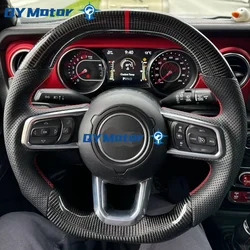 Verwarmde Koolstofvezel Lederen Auto Stuurwiel Geperforeerd Leer Voor Jeep Wrangler Jl 2018-2023 Modellen Sport Wiel