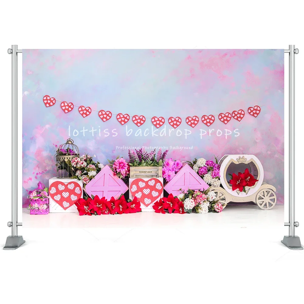Valentine's Day Photography Backdrop Cake Smash Romantic Scenes Wedding Background Floral Red Rose Heart Love Photocall Banner