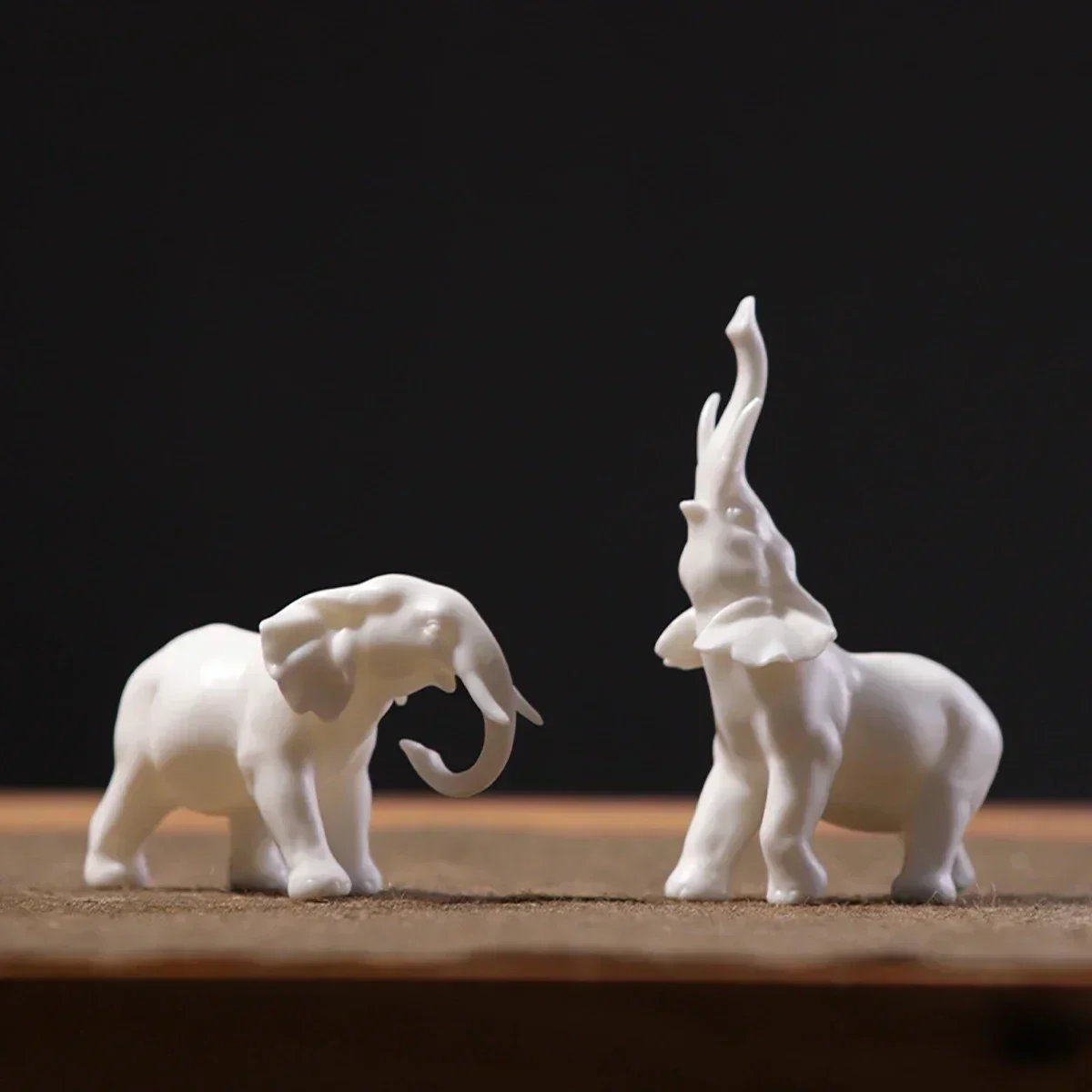 China White Elephant Blanc De Chine Artwork Dehua Ceramic Handicraft Mini Animal Figurine Art Collections Neo Chinese Decor