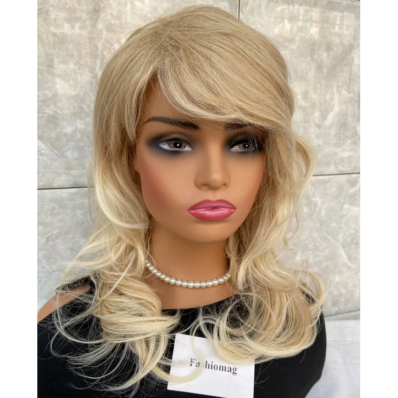 

Light Blonde Highlight Mix Hair Blend Heat Ok Wigs Women Soft Natural