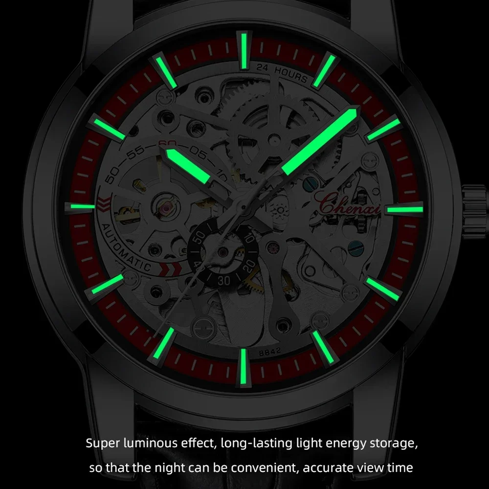 Fashion Chenxi Cx-8842 Men Top Brand Luxury Automatic Mechanical Luminous Waterproof Business Leather Male Clock Business Watch