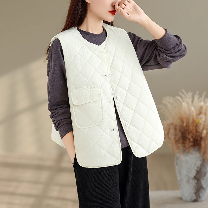 سترة قطنية مبطنة خفيفة الوزن وكبيرة الحجم للنساء Svel كاجوال Jaet Thiened ألياف البوليستر مستديرة Ne زر واحد