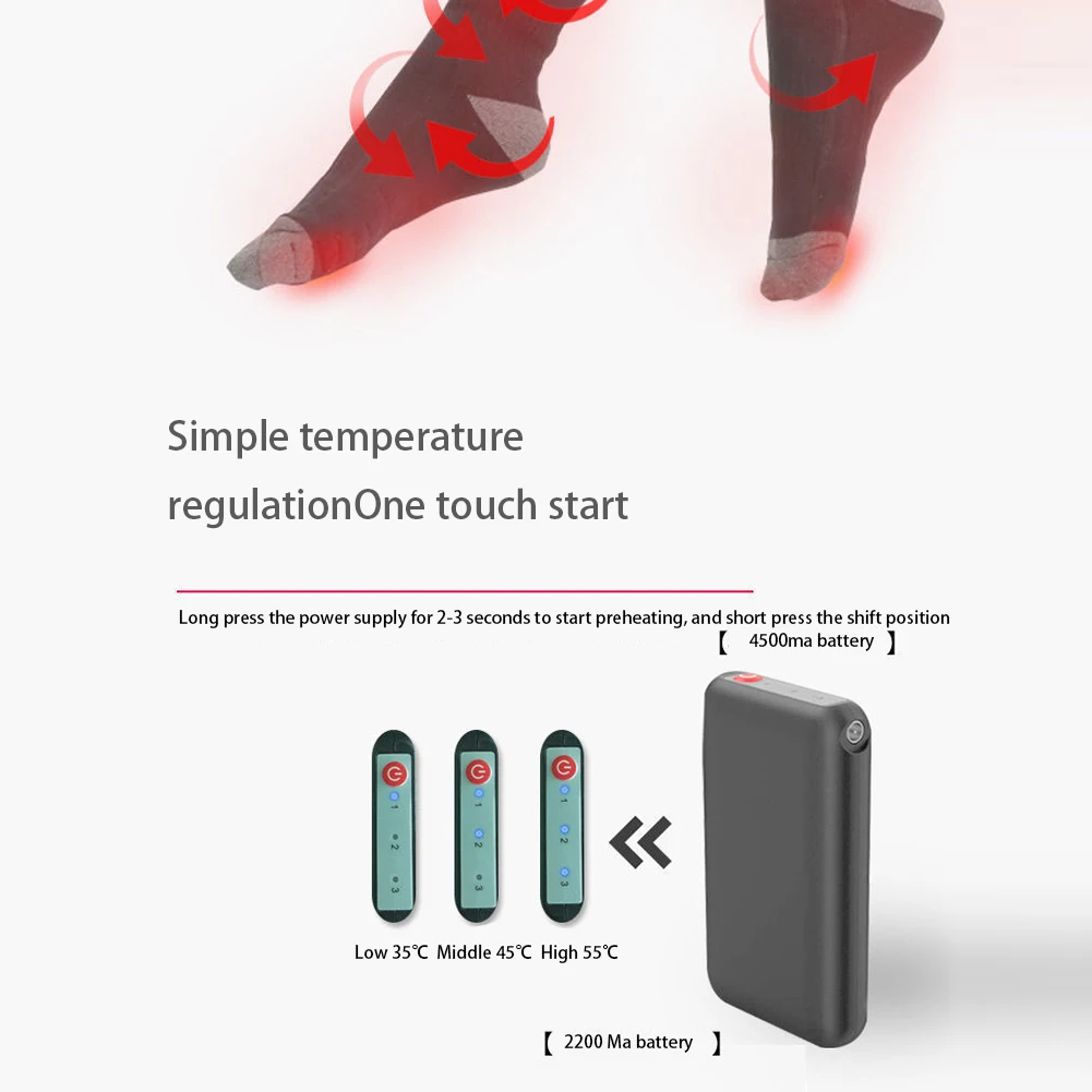 Calcetines térmicos eléctricos de calentamiento rápido para invierno, calcetines térmicos cálidos con batería, calcetines de esquí a prueba de frío para ciclismo, Camping y patinaje