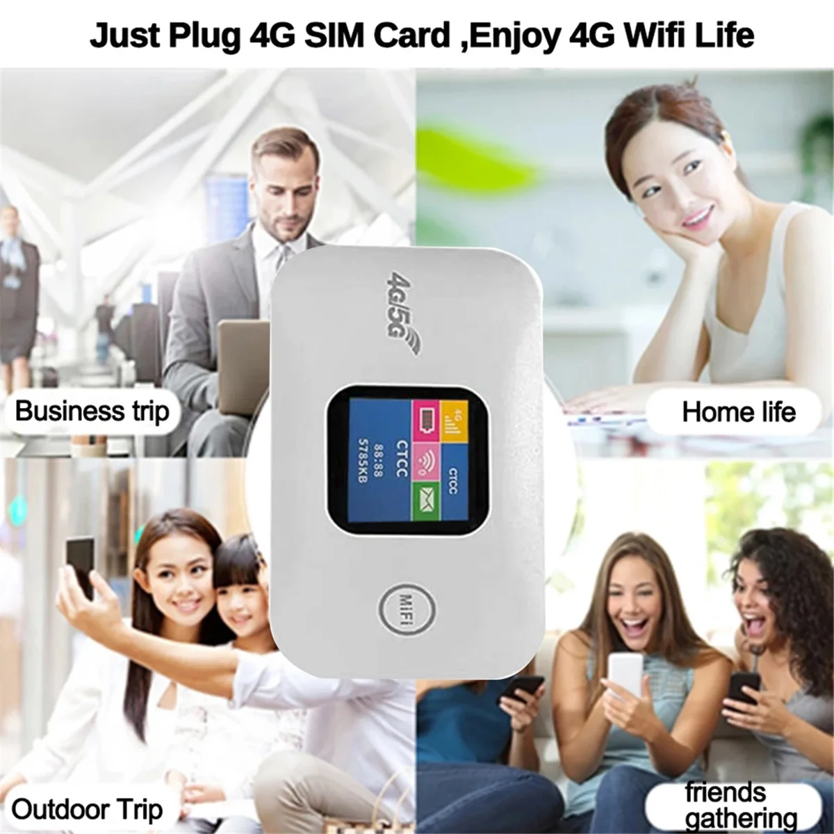 AT87-Portable 4G WiFi routeur MiFi 150Mbps voiture Mobile WiFi sans fil Hotspot écran couleur avec emplacement pour carte Sim prise en charge 10 utilisateurs