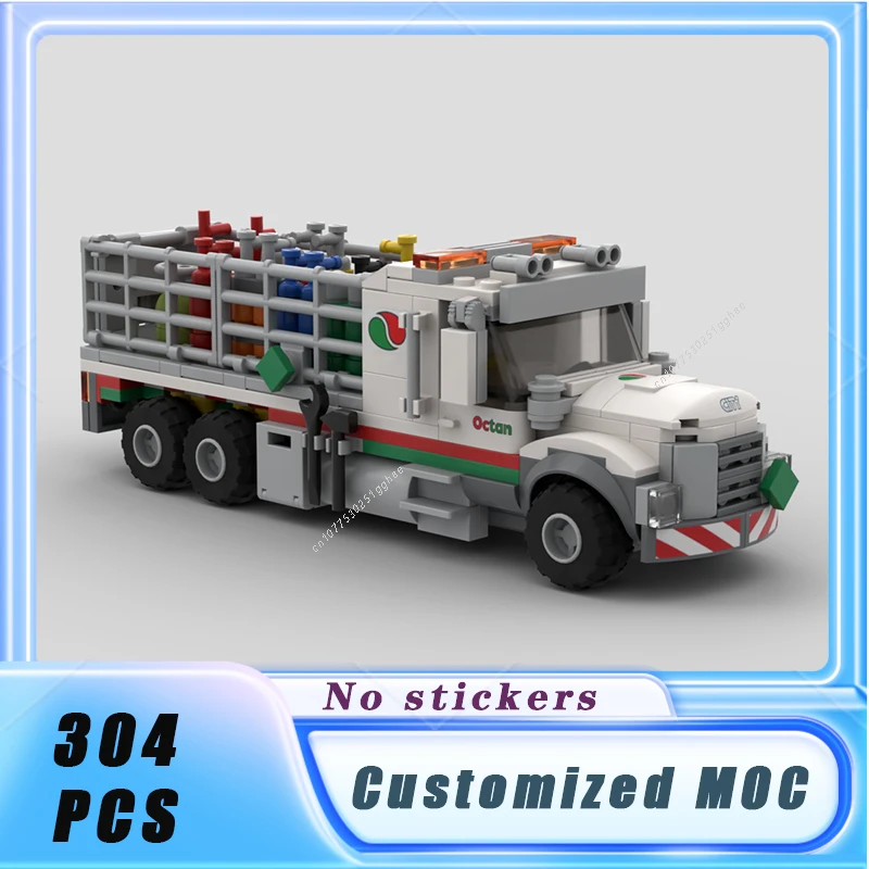 Classic City Vehicle Gas Cylinder Delivery Truck Building Blocks Model Bricks Display Collection Children's Toys Gifts 304PCS