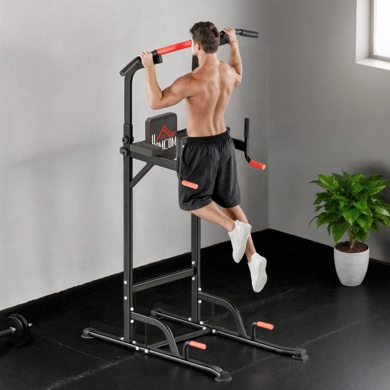7-stufig höhenverstellbare Power Tower Dip-Station mit Klimmzugstange …