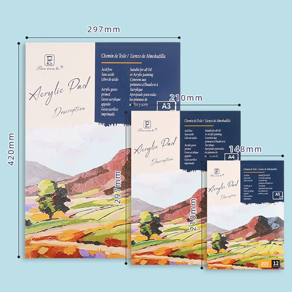 Cuaderno de bocetos de pintura acrílica de 300GSM para artistas A3 A4 A5, papel grueso de acuarela para principiantes, práctica de dibujo, almohadilla de pintura al óleo