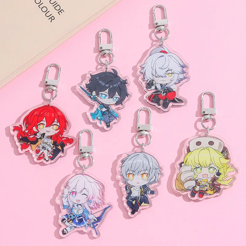 Honkai: Star Rail Teacup Style Acrylic Keychain Kafka Tingyun Jing Yuan Seele Dan Heng Bailu Creative Cartoon Kawaii Q Version