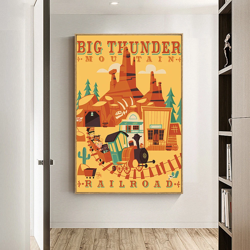 Impresiones de Parque de Disney, carteles Vintage de decoración de pared de Disney, arte en lienzo, regalos de Disney, decoración del hogar del Reino Mágico Frontierland