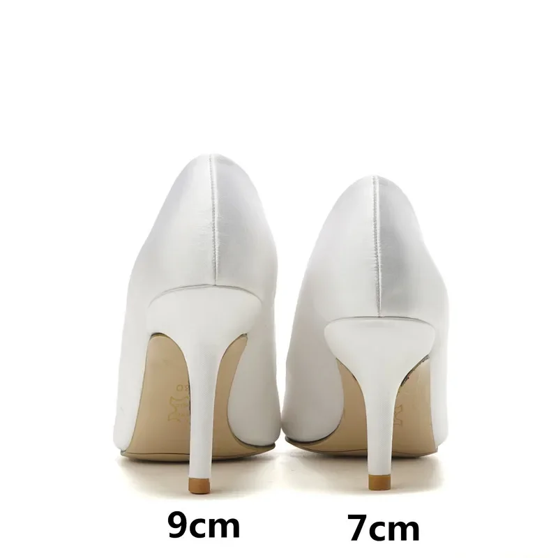 Korean Style Pointed High Heel White Wedding Shoes Rhinestone Bridal Shoes Small Size Shoes 33-43 Sizes Dress Party Shoes
