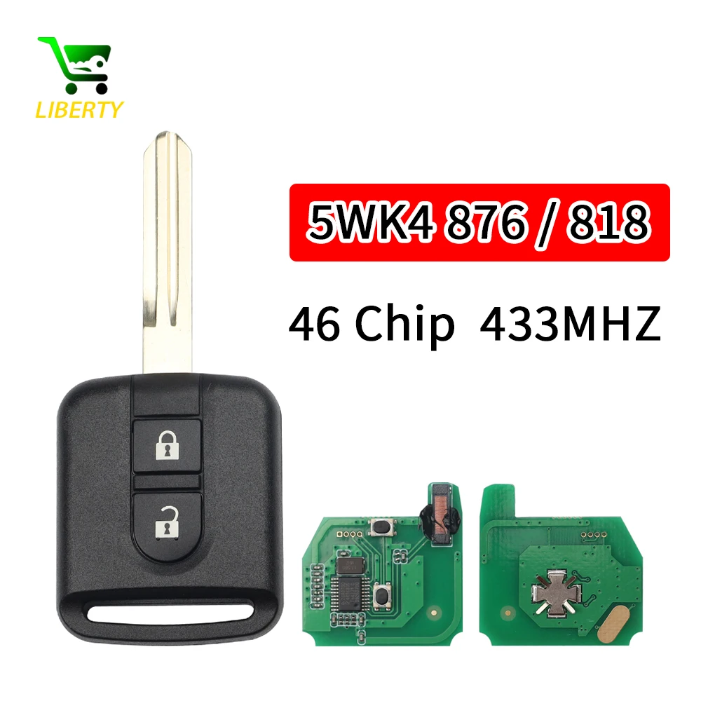 

Свобода для Nissan Qashqai Micra Navara 2010-2014, дистанционный ключ, 2 кнопки, 433 МГц, ID46 FCC ID: 5WK4 876/818, автомобильные чип-ключи