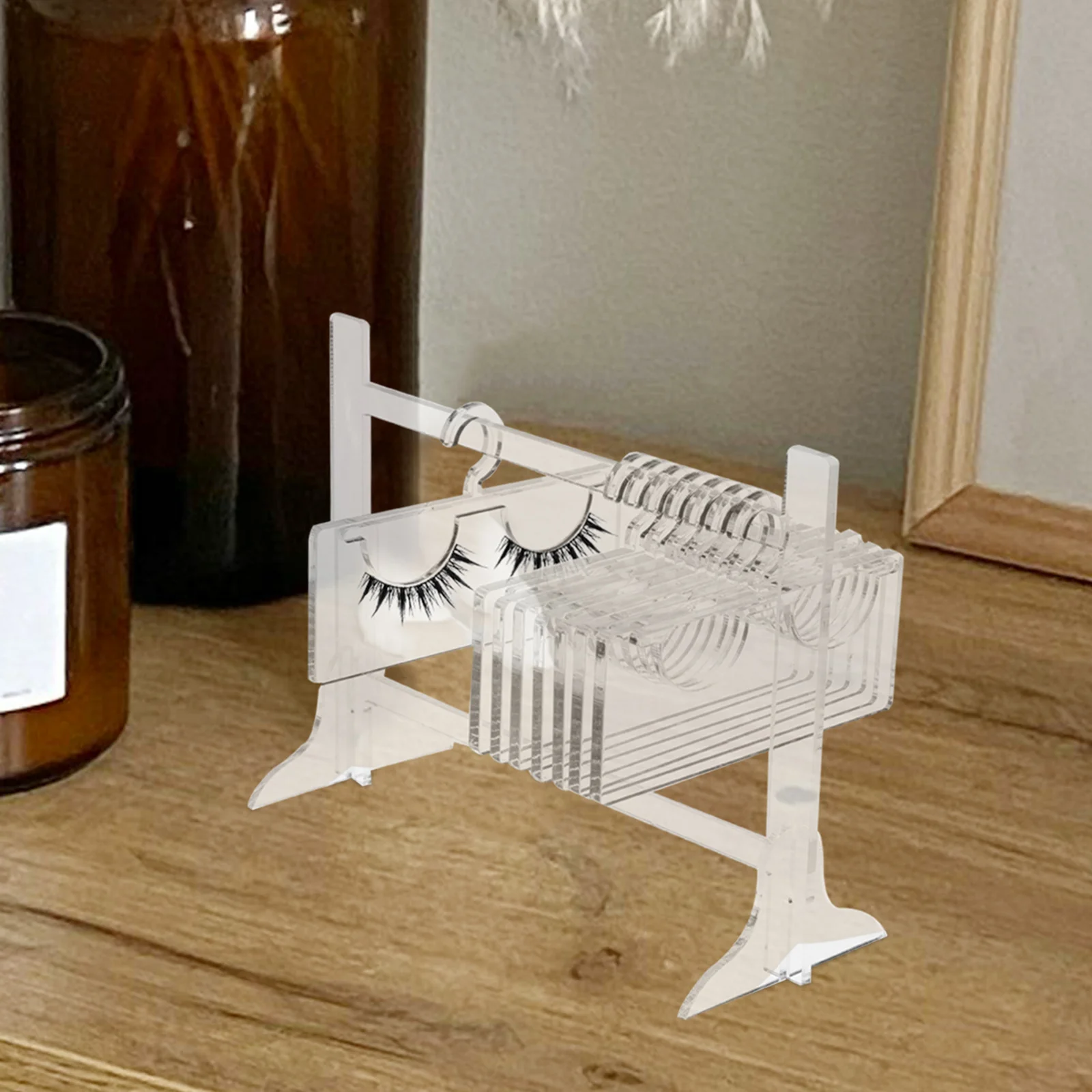 Acrylic Lash Display Rack Transparent Lash Organizer Hanger Shape Space-Saving Eyelash Storage Rack for False Grafted Lashes