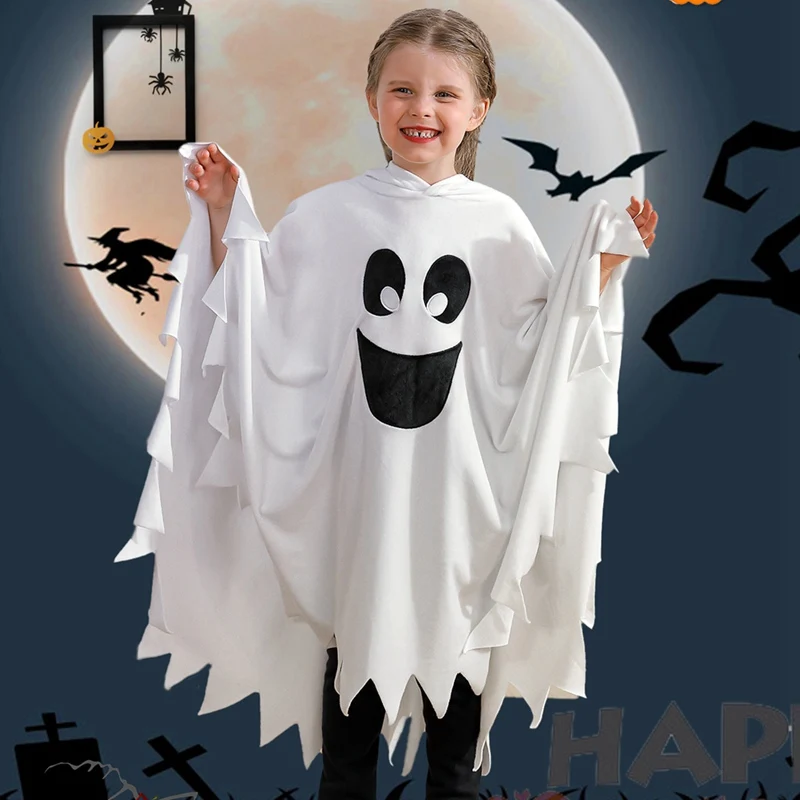 Mantello di Halloween per abbigliamento da Festival per bambini Halloween indossa comodi cappotti bianchi per bambini