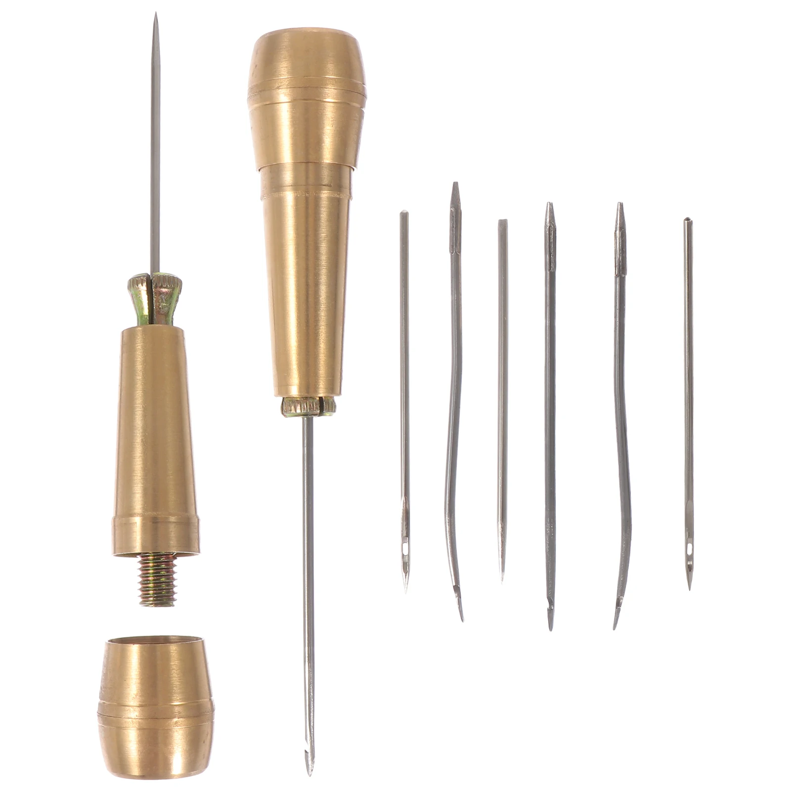 

2 Sets Copper Handle Stitching Awls Repair Tools Sewing Crochet Prickers Shoe Making Craft Supplies Durable Smooth Round