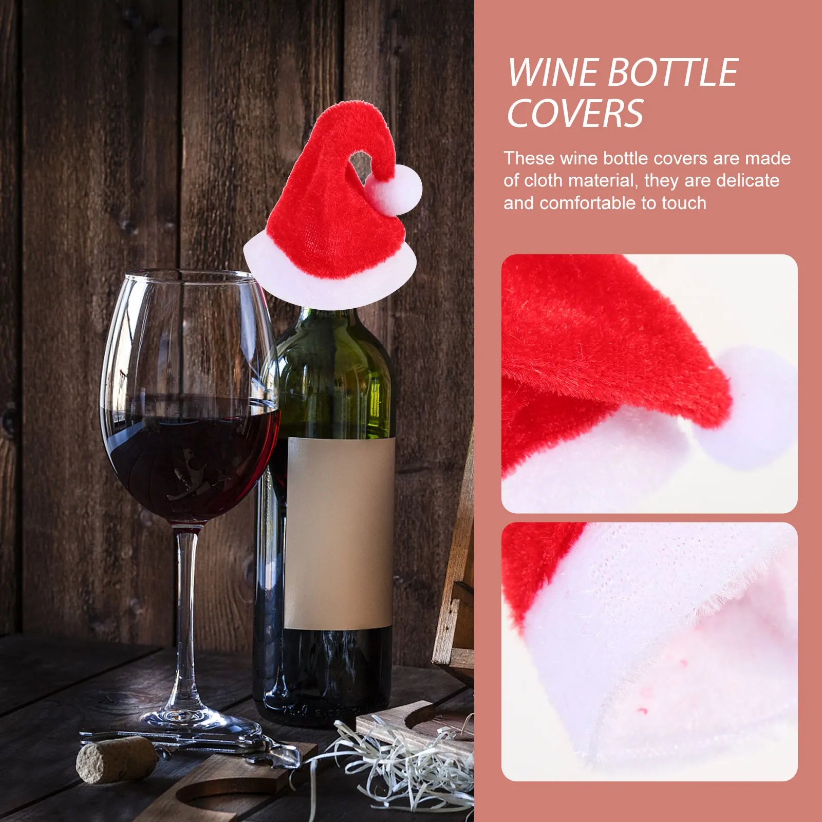 

20 Pcs Bottle Cover Christmas Hat Set Decor Decoration Velvet Cloth Holiday Covers