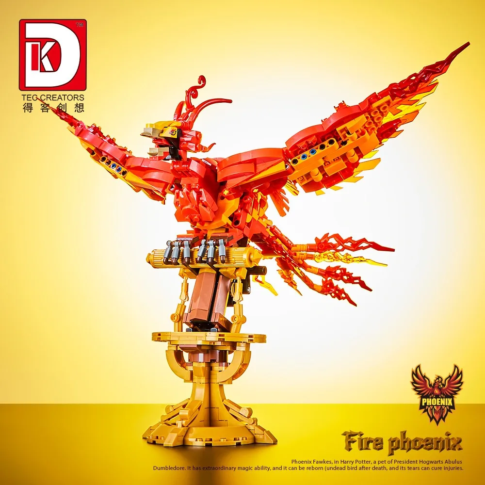 938PCS Creative Magic ภาพยนตร์ Fire Phoenix Building Blocks จีน Fly Divine Beast สัตว์นกชุดอิฐประกอบของเล่นเด็กของขวัญ