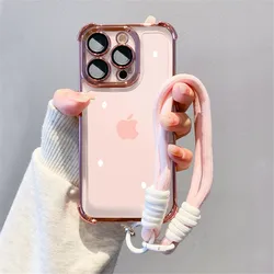 Luxury Shockproof Lanyard Rope Phone Case For Xiaomi Poco X6 M6 F6 X7 Pro F3 F4 X5 X3 NFC C65 C75 Soft Silicone Clear Back Cover