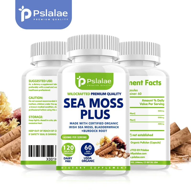 

Organic Seaweed Capsules, Containing Wild Carrageenan, Fucus Algae and Burdock Root, Pure Seaweed Supplement, Vegetarian