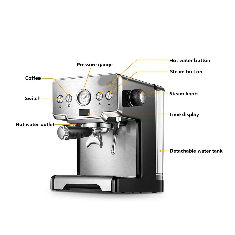 espresso machine CRM3605 Stainless Steel Italian Coffee Maker 15bar home semi-automatic pump type coffee machine 220v 1450W 1pc