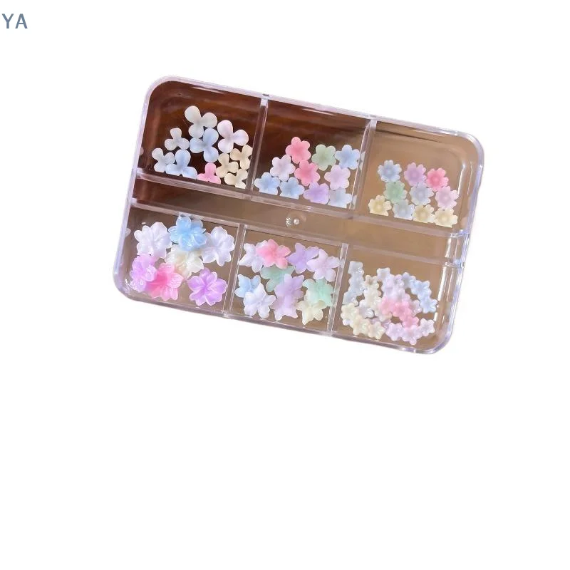 【SA】【SA】Cute 3D Pastel Macaron Flower Nail Art Charms With 6 Grid Storage Box Perfect For DIY Nail Design Home Salon Use